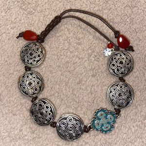 Lucky Brand Silver and Red Spiral Disc Bracelet